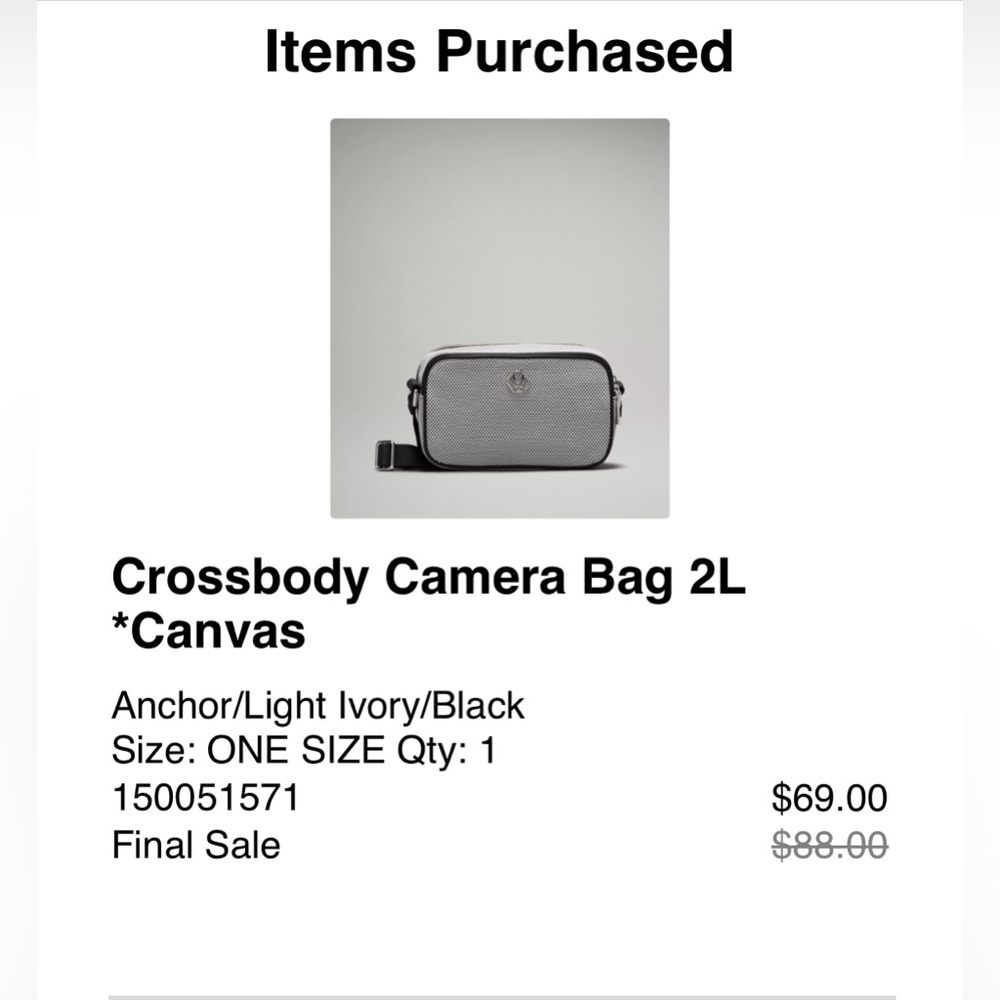 Lululemon Crossbody Camera Bag 2L
Canvas
